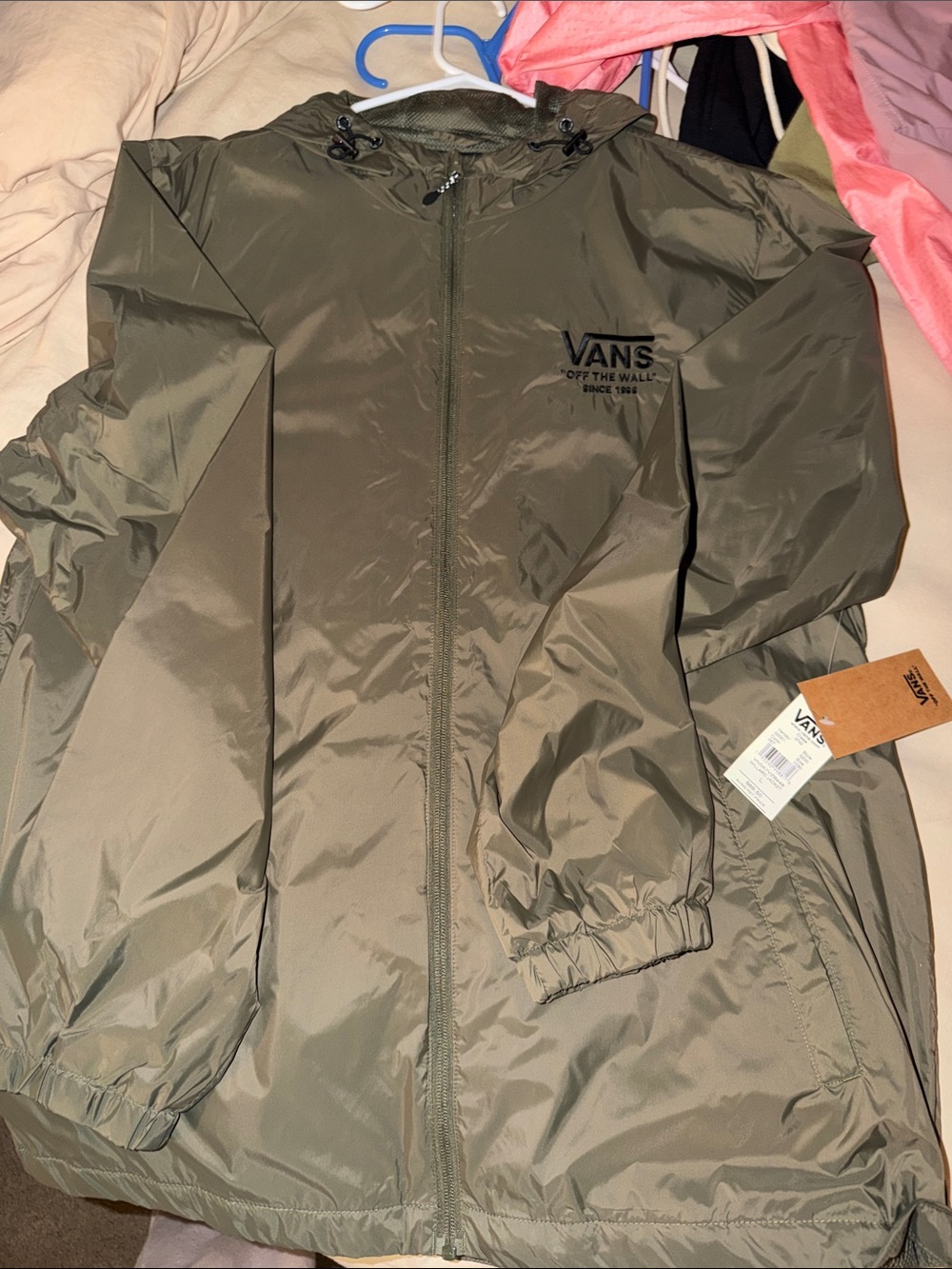 Vans Olive Green Hooded Raincoat Jacket